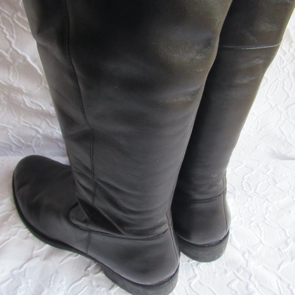 Soft Black Leather Boots 9 Womens Knee High Buckles Zips - Picture 14 of 15